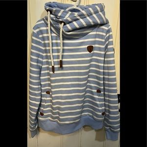 Wanakome l Baby Blue & White Striped Hoodie